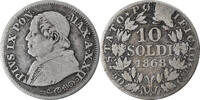 ITALIAN STATES 10 Soldi, 50 Centesimi Coin, PAPAL STATES, Pius IX, Roma -