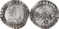 France Franc au Col Plat Coin, Henri III, Bayonne, Silver -