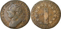France 12 Deniers Coin, 12 deniers françois, Paris, Bronze -