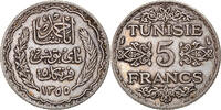 Tunisia 5 Francs Coin, Ahmad Pasha Bey, Paris, Silver -