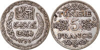 Tunisia 5 Francs Coin, Ahmad Pasha Bey, Paris, Silver -