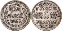 Tunisia 5 Francs Coin, Ahmad Pasha Bey, Paris, Silver -