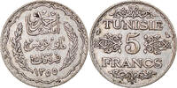 Tunisia 5 Francs Coin, Ahmad Pasha Bey, Paris, Silver -