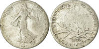 France 50 Centimes Coin, Semeuse, Paris, Silver, KM:854 -