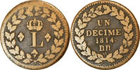France Decime Coin, Louis XVIII, Strasbourg, Bronze, KM:701 -