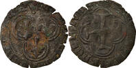 France Double Tournois Coin, Charles VIII, Bordeaux, Billon -
