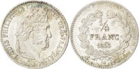 France 1/4 Franc Coin, Louis-Philippe, Paris, Silver -