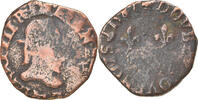 France Double Tournois Coin, Henri III, Troyes, Copper -
