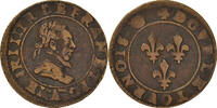 France Double Tournois Coin, Henri III, La Ligue, Undated (1591-1592), Paris -