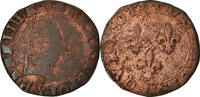 France Double Tournois Coin, Henri III, Bourges, Copper -