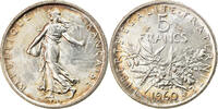 France 5 Francs Coin, Semeuse, Silver, KM:926, Gadoury:770 -