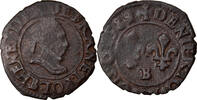 France Denier Tournois Coin, Henri III, Rouen, Copper -