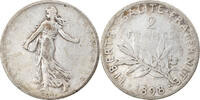 France 2 Francs Coin, Semeuse, Paris, Silver, KM:845.1 -