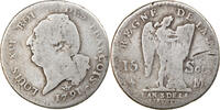 France 15 Sols, 1/8 ECU Coin, Constitution, Toulouse, Silver -