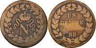 France Decime Coin, Napoleon I, Strasbourg, Bronze -