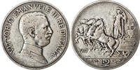 Italy 2 Lire Coin, Vittorio Emanuele III, Rome, Silver, KM:55 -