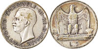 Italy 5 Lire Coin, Vittorio Emanuele III, Rome, Silver -