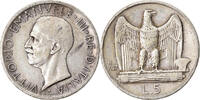 Italy 5 Lire Coin, Vittorio Emanuele III, Rome, Silver -