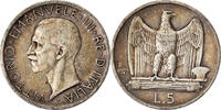 Italy 5 Lire Coin, Vittorio Emanuele III, Rome, Silver -