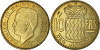 Monaco 10 Francs Coin, Aluminium-Bronze, KM:E24, Gadoury:139 -