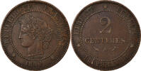 France 2 Centimes Coin, Cérès, Paris, Bronze, KM:827.1 -