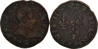 France Double Tournois Coin, Henri III, Poitiers, Copper -