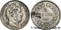 FRANCE 1 franc Louis-Philippe, couronne de chêne LOUIS-PHILIPPE I Bordeaux 1847 (23mm, 5g, 6h) -