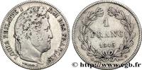FRANCE 1 franc Louis-Philippe, couronne de chêne LOUIS-PHILIPPE I Bordeaux 1845 (23mm, 5g, 6h) -