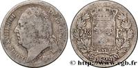 FRANCE 1/2 franc Louis XVIII LOUIS XVIII Toulouse 1824 (18mm, 2,50g, 6h) -