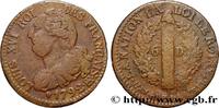 FRANCE 6 deniers dit au faisceau, type FRANÇAIS LOUIS XVI Strasbourg 1792 (25,5mm, 5,31g, 6h) -