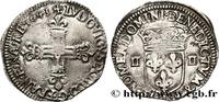 FRANCE Quart d'écu, titulature côté croix LOUIS XIV THE SUN KING Bayonne 1643 (29mm, 9,66g, 1h) -
