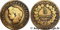 FRANCE 5 centimes Cérès III REPUBLIC Bordeaux 1878 (25,19mm, 4,66g, 6h) -