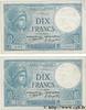 FRANCE 10 Francs MINERVE Consécutifs FRANCE 10 Francs MINERVE Consécutifs 1924 AU -