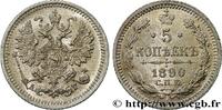 RUSSIA 5 Kopecks 1890 RUSSIA Saint-Petersbourg 1890 (15mm, 0,91g, 12h) VZ 585.70 元 含税 ＋  150.61 元 运费