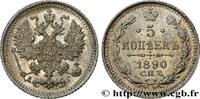 RUSSIA 5 Kopecks 1890 RUSSIA Saint-Petersbourg 1890 (15mm, 0,90g, 12h) VZ 627.54 元 含税 ＋  150.61 元 运费