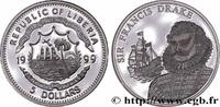 LIBERIA 5 Dollars Proof Sir Francis Drake LIBERIA 1999 (38,6mm, 24,97g, 12h) -