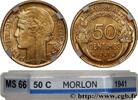 FRANCE 50 centimes Morlon III REPUBLIC 1941 (18mm, 2,01g, 6h) -