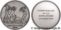 FRANCE Médaille, Bicentenaire de la Révolution, Nuit du 4 RÉVOLUTION FRANÇAISE Monnaie de Paris 1988 (76,5mm, 258,5g, 12h) -