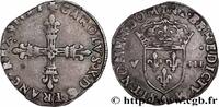 FRANCE Huitième d'écu, croix de face CHARLES X, CARDINAL OF BOURBON Paris 1591 (27mm, 4,71g, 3h) -