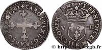 FRANCE Huitième d'écu, croix de face CHARLES X, CARDINAL OF BOURBON Rouen 1591 (28mm, 4,66g, 6h) -