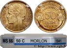 FRANCE 50 centimes Morlon III REPUBLIC 1941 (18mm, 2,04g, 6h) -