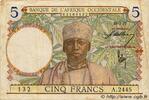 FRENCH WEST AFRICA (1895-1958) 5 Francs FRENCH WEST AFRICA (1895-1958) 5 Francs 1937 VF -