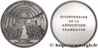 FRANCE Médaille, Bicentenaire de la Révolution, Les clubs RÉVOLUTION FRANÇAISE Monnaie de Paris 1989 (76,5mm, 232,22g, 12h) -