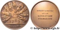 FRANCE Médaille, Bicentenaire de la Révolution, Serment d RÉVOLUTION FRANÇAISE Monnaie de Paris 1988 (76,5mm, 232,67g, 12h) -
