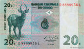 CONGO, DEMOCRATIC REPUBLIC 20 Centimes CONGO, DEMOCRATIC REPUBLIC 20 Centimes 1997 AU -