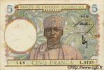 FRENCH WEST AFRICA (1895-1958) 5 Francs FRENCH WEST AFRICA (1895-1958) 5 Francs 1941 VF -