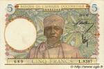 FRENCH WEST AFRICA (1895-1958) 5 Francs FRENCH WEST AFRICA (1895-1958) 5 Francs 1942 XF -