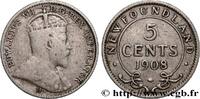 NEWFOUNDLAND 5 Cents Édouard VII NEWFOUNDLAND Londres 1908 (15,49mm, 1,13g, 12h) -
