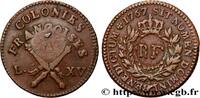 LOUIS XV THE BELOVED 3 Sous 9 Deniers ou 1/4 d’esqualin contremarqué RF LOUIS XV THE BELOVED Paris 1767 (28mm, 11,56g, 6h) -