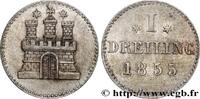 GERMANY - FREE CITY OF HAMBURG 1 Dreiling Ville de Hambourg emblème GERMANY - FREE CITY OF HAMBURG 1855 (12,2mm, 0,49g, 12h) -